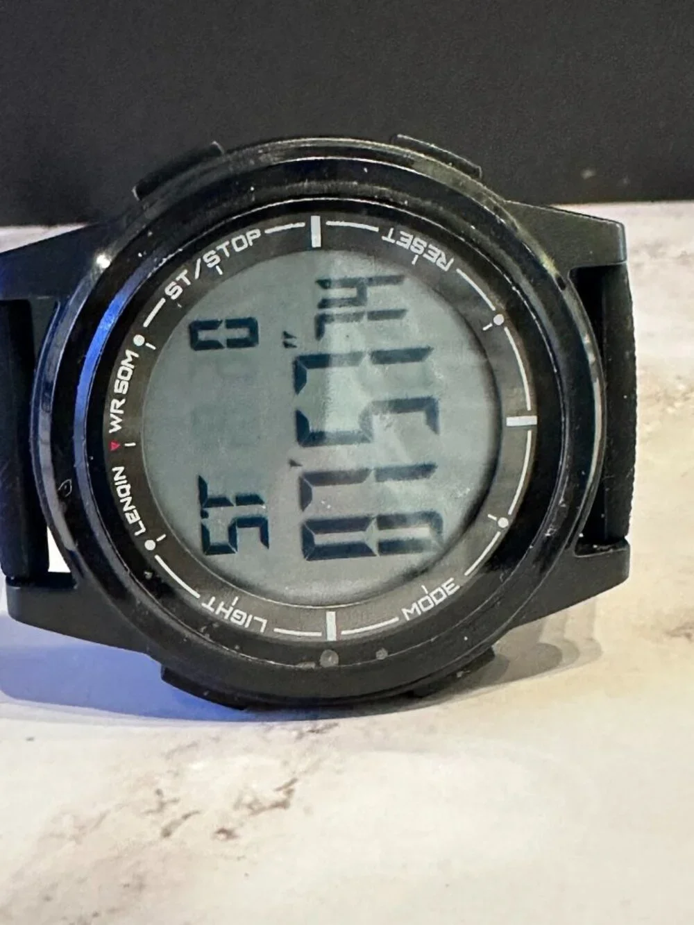 3/$30 Lenqin Digital Watch Men Black 43MM Round Dial Day Date New Battery 10